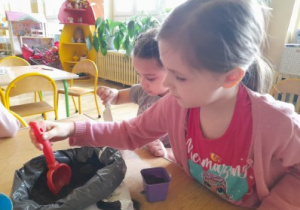 Dzieci na zajęciach przyrodniczych sadzą owies